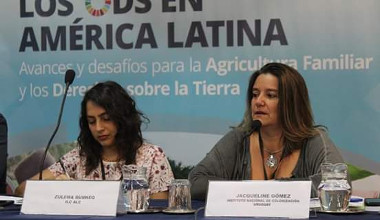 Presidente del Instituto Nacional de Colonización, Jacqueline Gómez, en el panel de apertura del evento