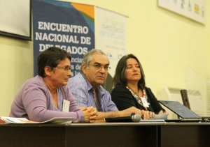 Presidenta y directora de Colonización, Jacqueline Gómez y Nilsa Pérez, respectivamente, y subsecretario del MGAP, Enzo Benech