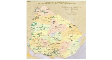 Mapa de Uruguay con Colonias del Instituto Nacional de Colonización